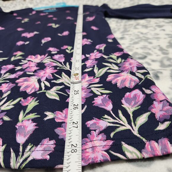 Blair Women Tunic Top Size Small Navy Blue Floral Stretch - Picture 3 of 10
